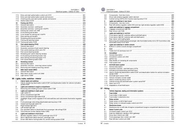VW Golf 6 type 1K 5K 2008-2012 electrical system repair workshop manual pdf