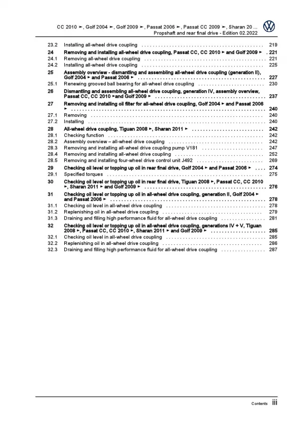 VW Golf 6 1K 5K 08-12 propshaft and rear final drive repair workshop manual pdf