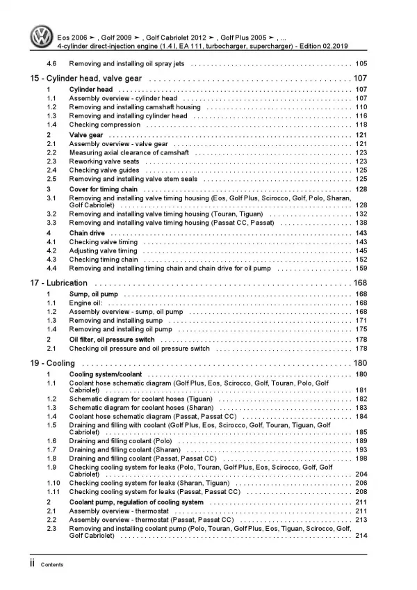 VW Golf 6 1K 5K (08-12) 4-cyl. 1.4l petrol engines 140-180 hp repair manual pdf