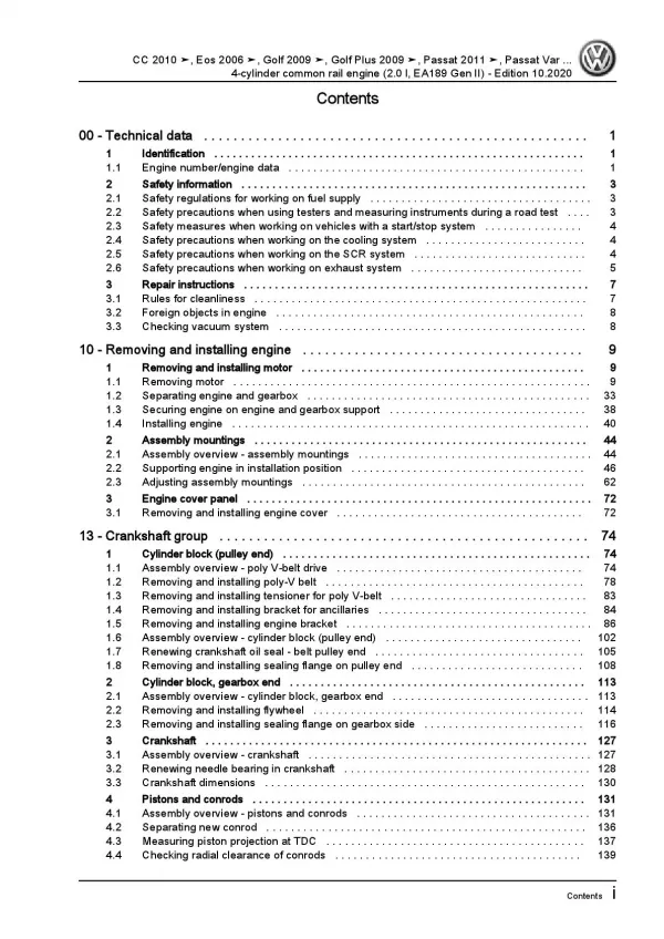 VW Golf 6 1K 5K (08-12) 4-cyl. 2.0l diesel engines 110-177 HP repair manual pdf