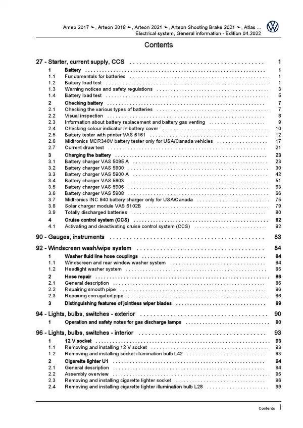 VW Golf 7 Sportsvan AM 2014-2018 electrical system general info workshop manual