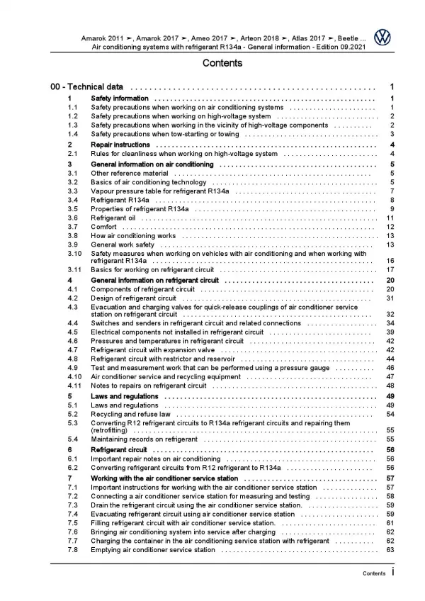 VW Golf 7 Sportsvan AM (14-18) air conditioning systems refrigerant R134a manual