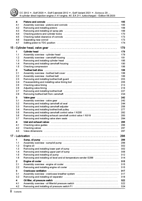 VW Golf 8 CD from 2019 4-cyl. 1.4l petrol engines 125-150 hp repair manual pdf