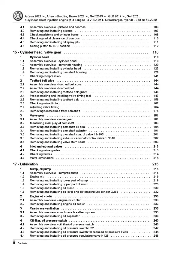 VW Golf 8 CD from 2019 4-cyl. 1.4l petrol engines 150-156 hp repair manual pdf