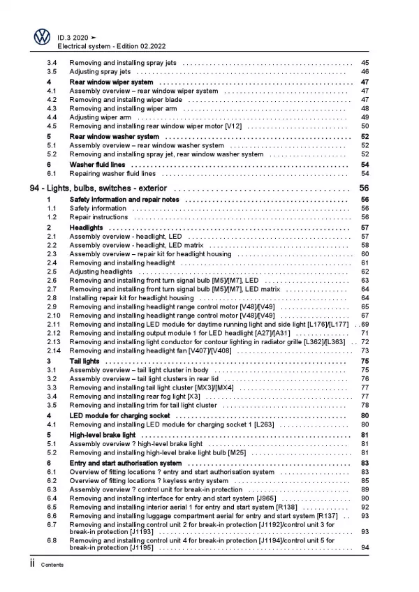 VW ID.3 type E11 from 2019 electrical system repair workshop manual pdf ebook