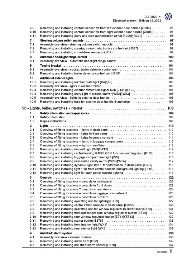 VW ID.3 type E11 from 2019 electrical system repair workshop manual pdf ebook