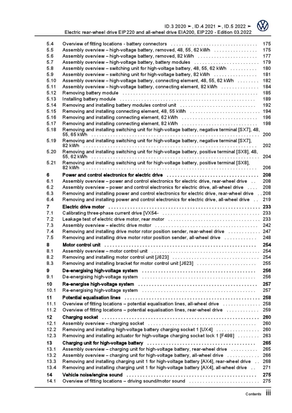 VW ID.3 E11 from 2019 electric rear-wheel drive 109-204 hp repair manual pdf