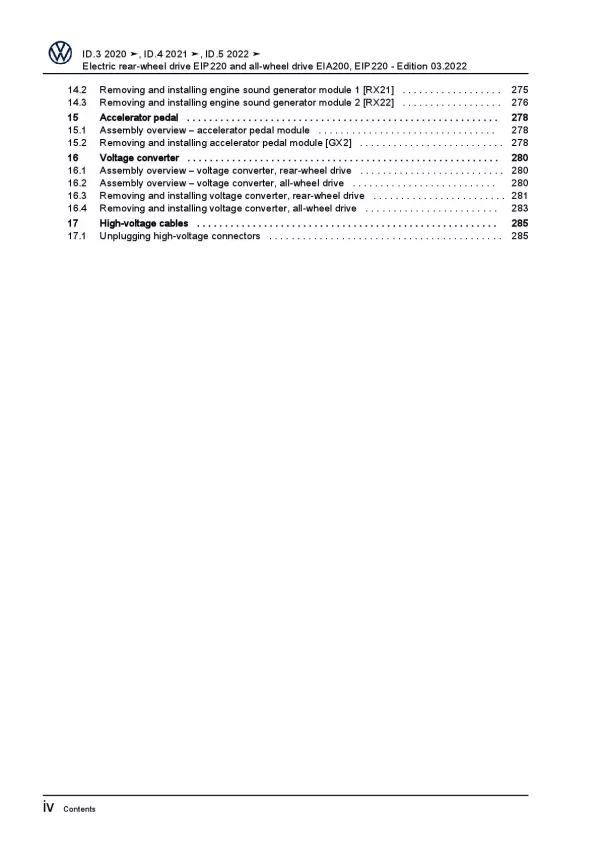 VW ID.3 E11 from 2019 electric rear-wheel drive 109-204 hp repair manual pdf