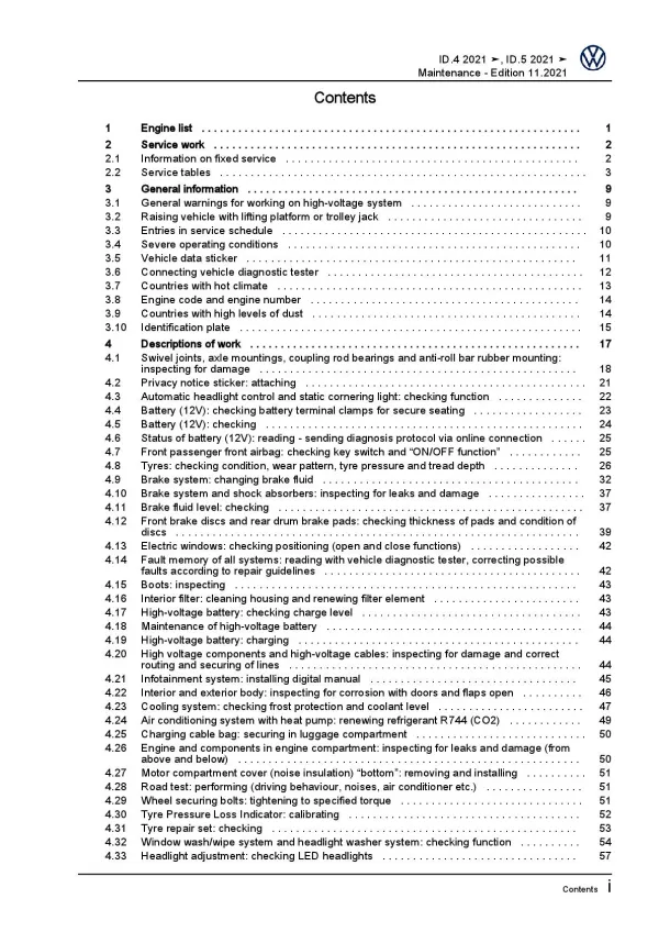 VW ID.4 type E21 from 2020 maintenance repair workshop manual pdf ebook