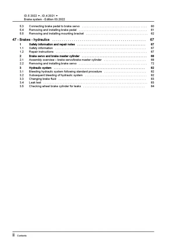 VW ID.4 type E21 from 2020 brake systems repair workshop manual pdf ebook