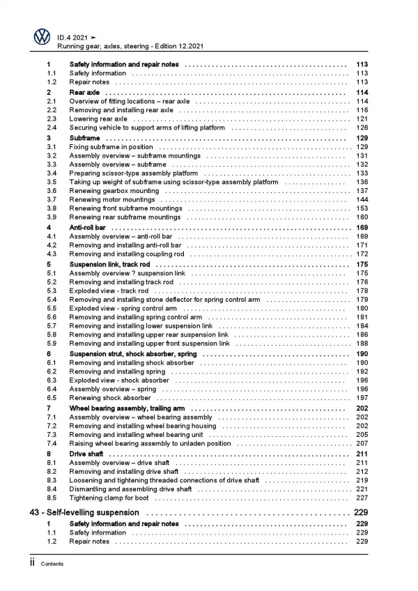 VW ID.4 E21 from 2020 running gear axles steering repair workshop manual pdf