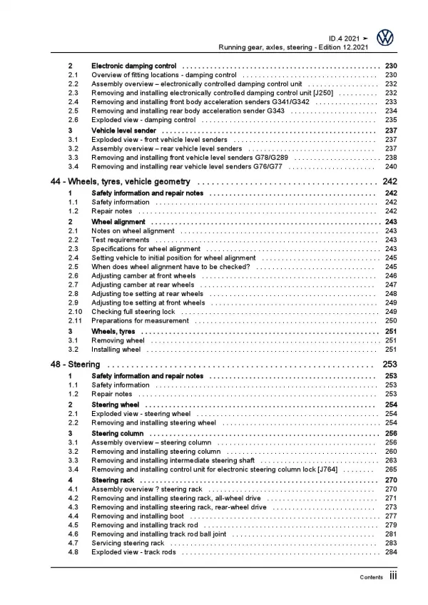 VW ID.4 E21 from 2020 running gear axles steering repair workshop manual pdf