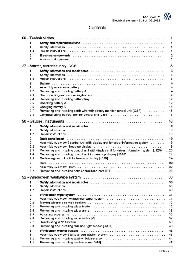 VW ID.4 type E21 from 2020 electrical system repair workshop manual pdf ebook