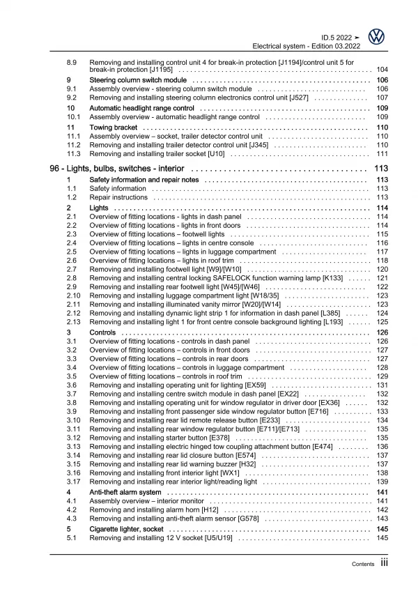 VW ID.5 type E39 from 2021 electrical system repair workshop manual pdf eBook