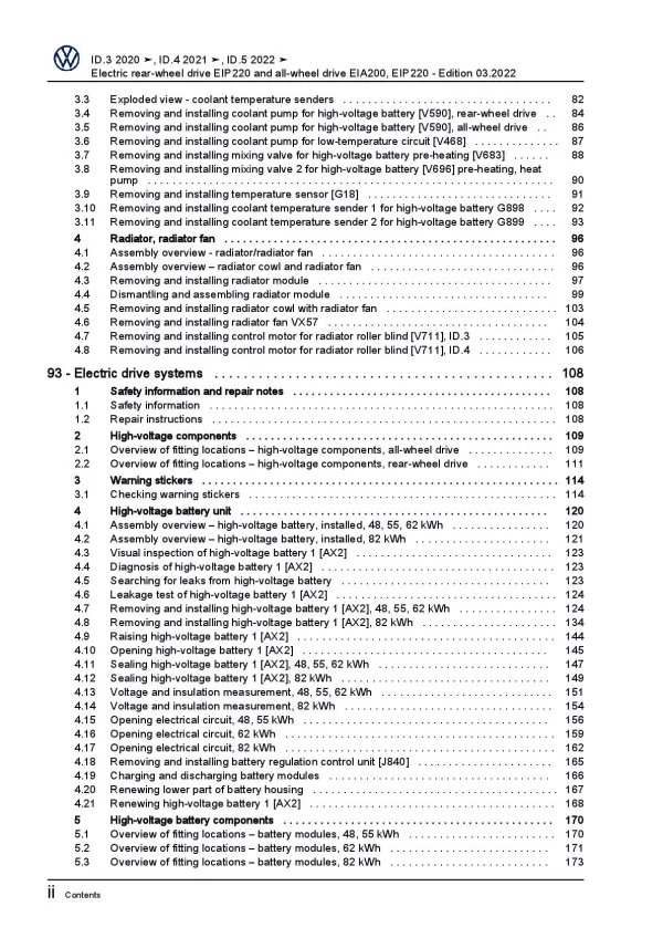 VW ID.5 E39 from 2021 electric rear-wheel drive 109-204 hp repair manual pdf