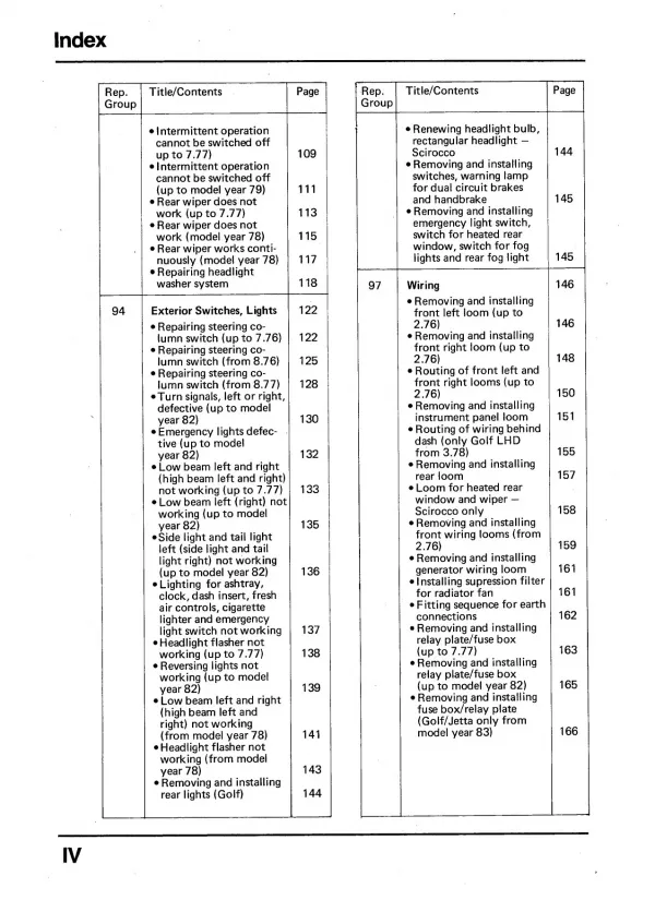 VW Jetta type 16 1979-1984 electrical system repair workshop manual pdf ebook