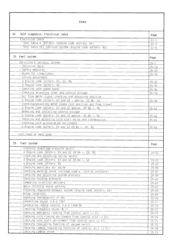 VW Jetta 16E 19E 1984-1992 K Jetronic ignition system repair workshop manual pdf