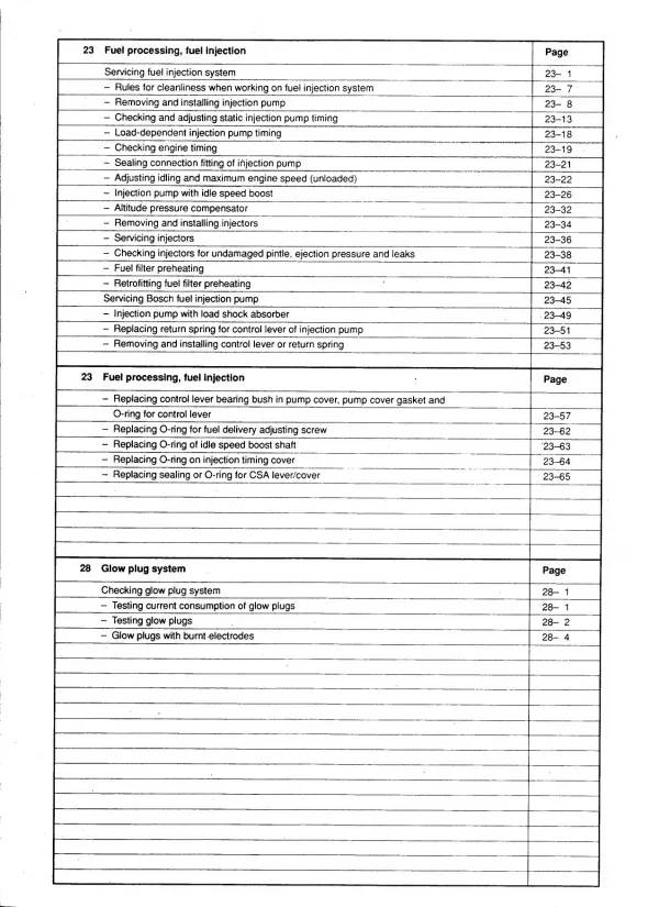 VW Jetta 16E 19E (84-92) injection and glow plug system repair manual pdf ebook