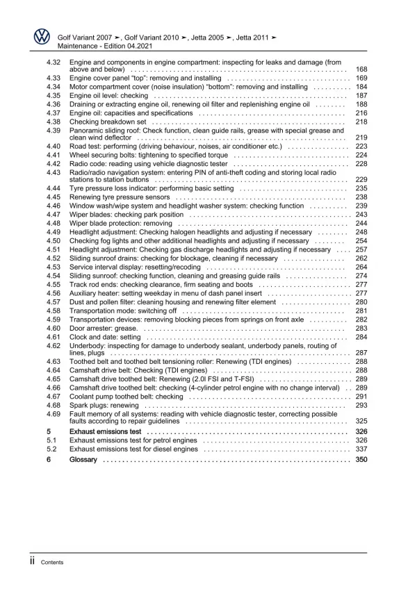 VW Jetta type 1K 2004-2010 maintenance repair workshop manual pdf ebook file