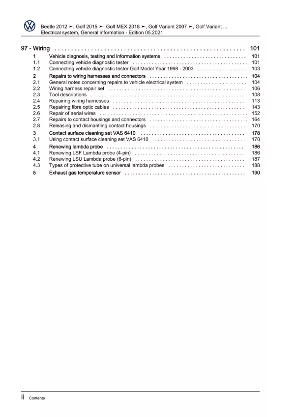 VW Jetta 1K 2004-2010 electrical system general info repair workshop manual pdf