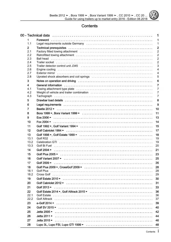 VW Jetta 1K 2004-2010 guide for using trailers repair workshop manual pdf ebook