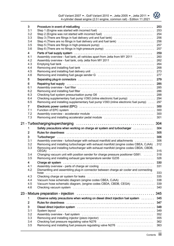 VW Jetta 1K (04-10) 4-cyl. diesel engines 136-170 hp repair workshop manual pdf