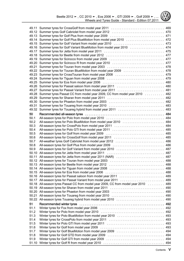 VW Jetta AV 2010-2014 wheels and tyres standard repair workshop manual pdf ebook