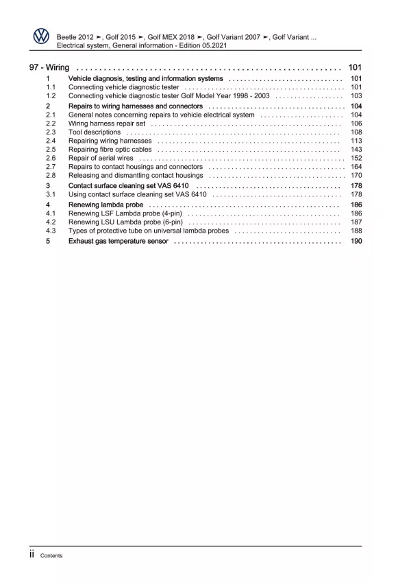VW Jetta AV 2010-2018 electrical system general info repair workshop manual pdf