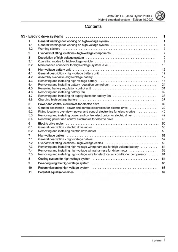 VW Jetta AV 2010-2014 electrical system hybrid repair workshop manual pdf ebook