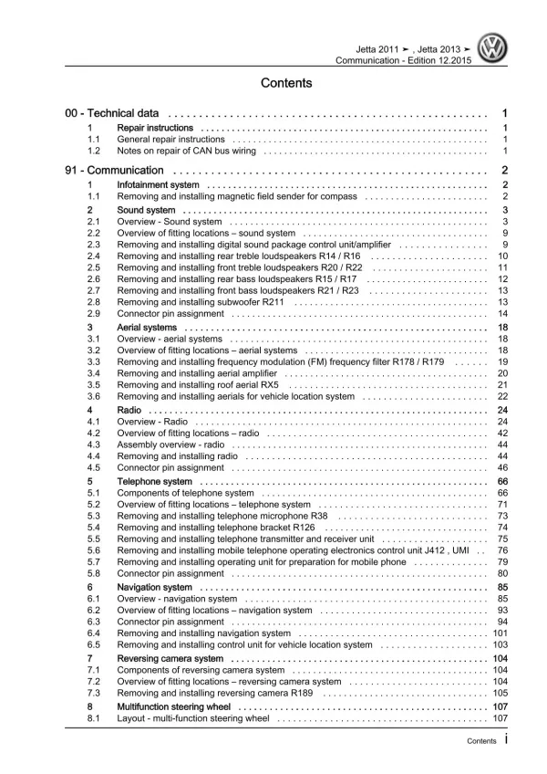 VW Jetta AV 2010-2014 communication radio navigation repair workshop manual pdf