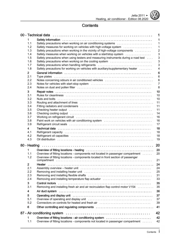 VW Jetta AV 2010-2014 heating air conditioning system repair workshop manual pdf