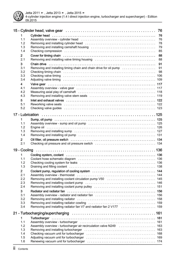 VW Jetta AV (10-18) 4-cyl. petrol engines 150-160 hp repair workshop manual pdf