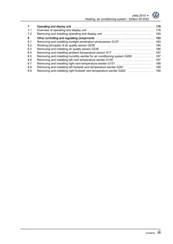 VW Jetta AV 2014-2018 heating air conditioning system repair workshop manual pdf