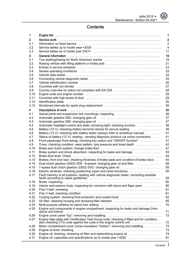 VW Jetta type BU 2018-2021 maintenance repair workshop manual pdf ebook file