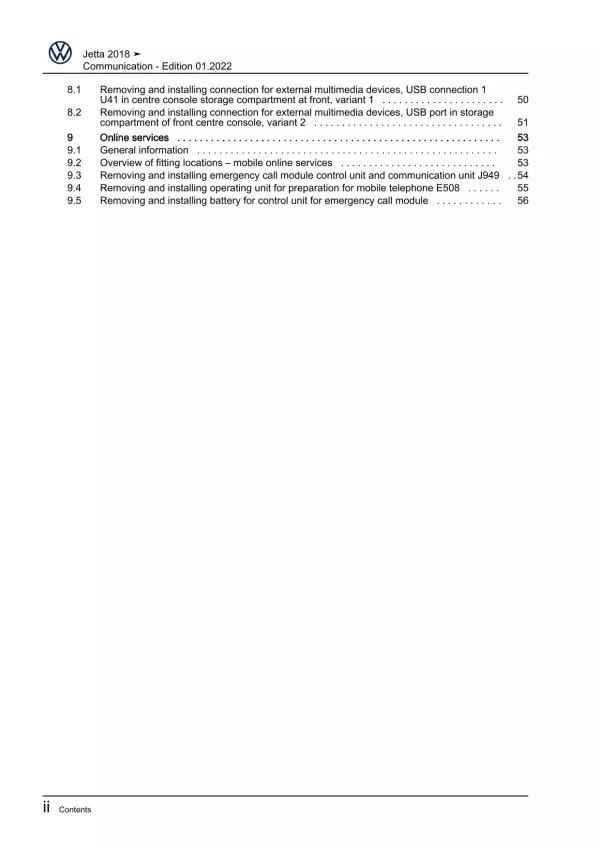 VW Jetta BU 2018-2021 communication radio navigation repair workshop manual pdf