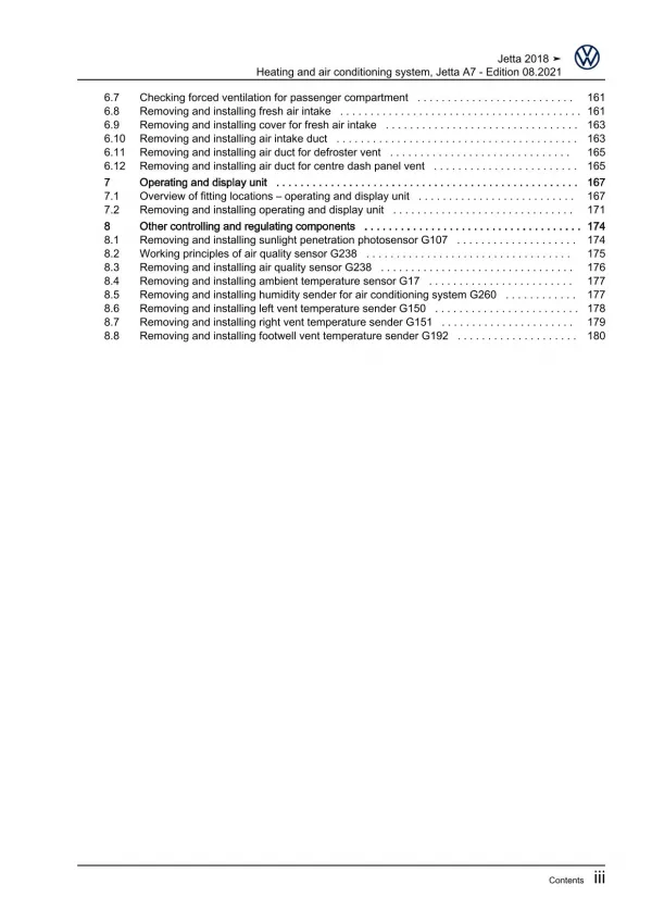 VW Jetta BU 2018-2021 heating air conditioning system repair workshop manual pdf