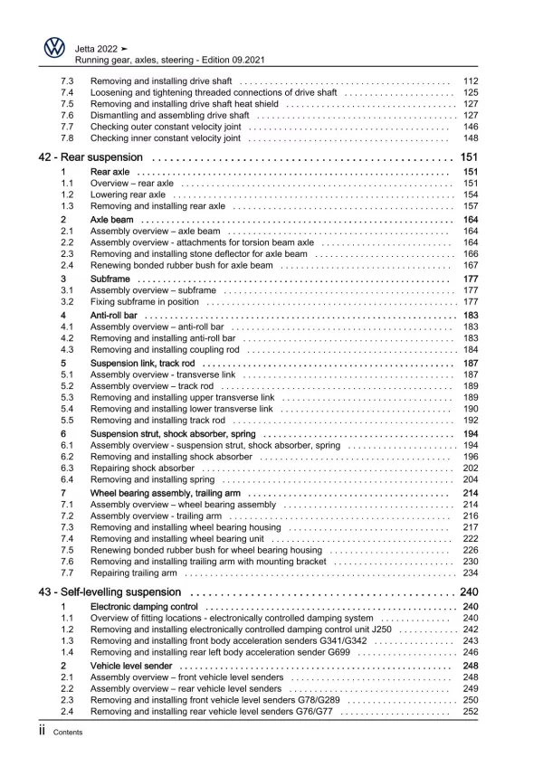 VW Jetta BU from 2021 running gear axles steering repair workshop manual pdf