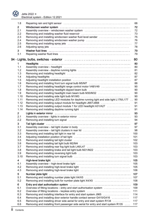 VW Jetta type BU from 2021 electrical system repair workshop manual pdf ebook