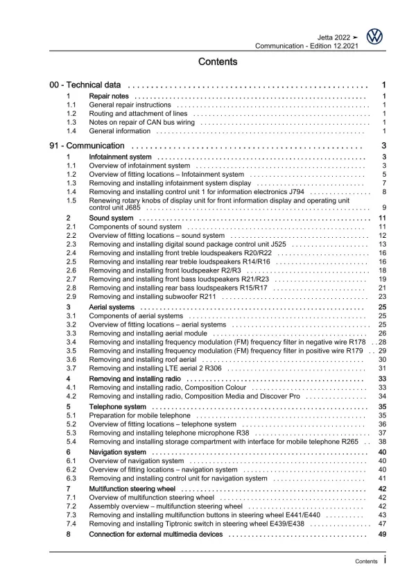 VW Jetta BU from 2021 communication radio navigation repair workshop manual pdf