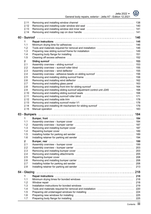 VW Jetta BU from 2021 general body repairs exterior repair workshop manual pdf