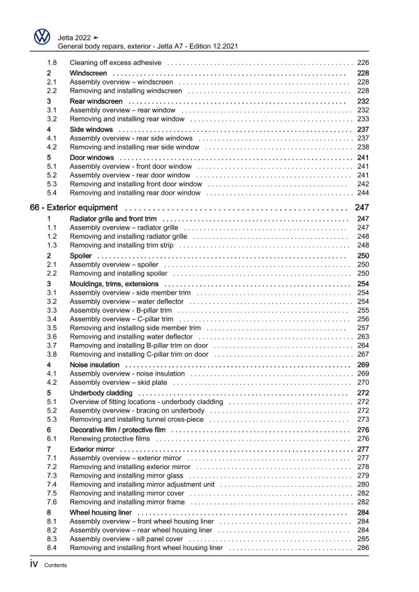 VW Jetta BU from 2021 general body repairs exterior repair workshop manual pdf