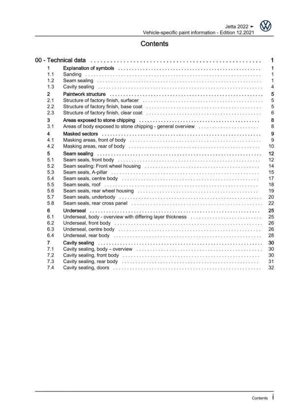 VW Jetta type BU from 2021 paint information repair workshop manual pdf ebook