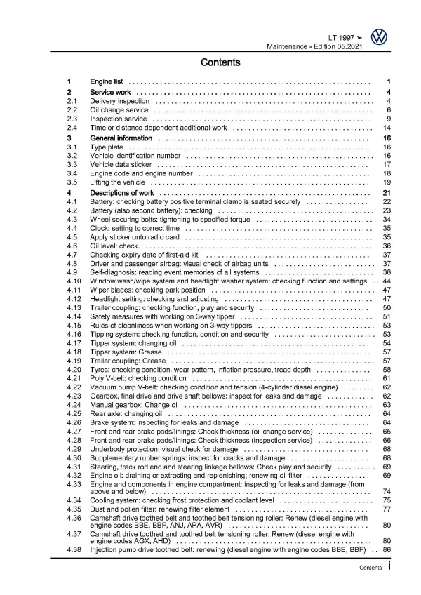 VW LT type 2D 1996-2006 maintenance repair workshop manual pdf ebook file