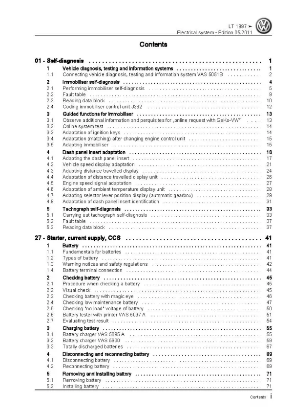 VW LT type 2D 1996-2006 electrical system repair workshop manual pdf ebook file