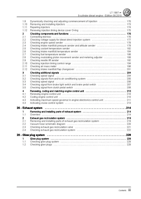 VW LT type 2D 1996-2006 5-cyl. diesel engines 2.5l repair workshop manual pdf