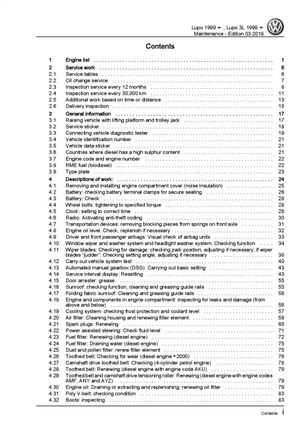 VW Lupo type 6X 1998-2006 maintenance repair workshop manual pdf eBook