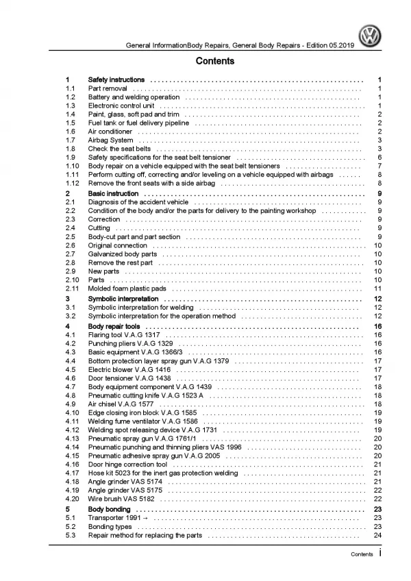 VW Lupo type 6X 1998-2006 general information body repairs workshop manual pdf