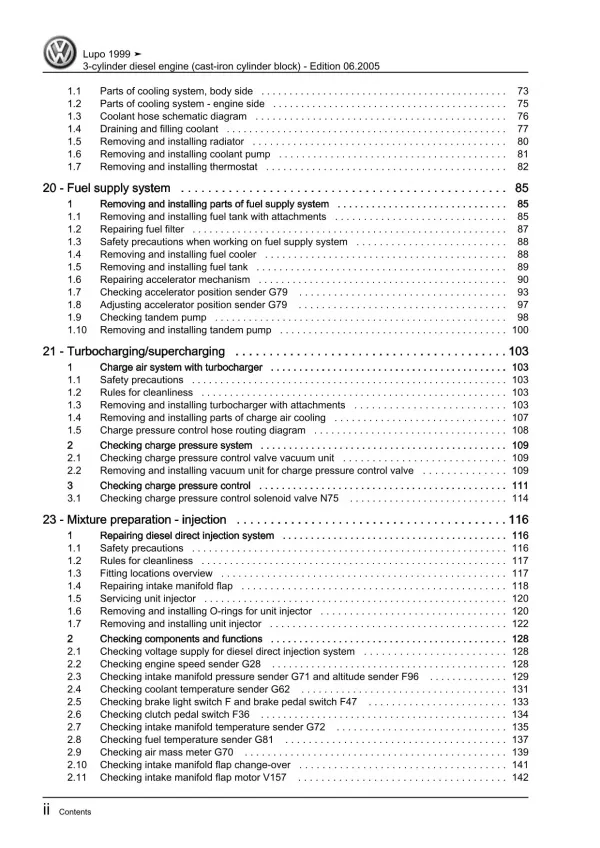 VW Lupo 6X (98-06) 3-cyl. diesel engines 75 hp repair workshop manual pdf ebook