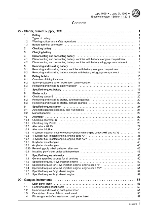 VW Lupo GTI 1998-2006 electrical system repair workshop manual pdf ebook file