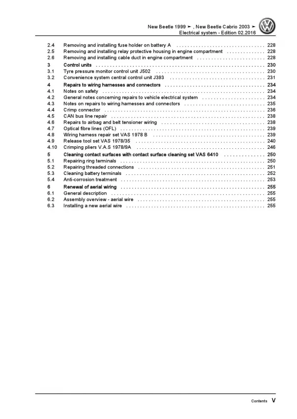 VW New Beetle Cabrio 1Y 2003-2010 electrical system repair workshop manual pdf